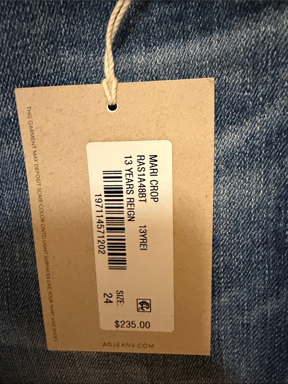 Ag Adriano Goldschmied Women's Blue Slim Straight Jeans 13 Years Reign size 24 - Picture 2 of 7